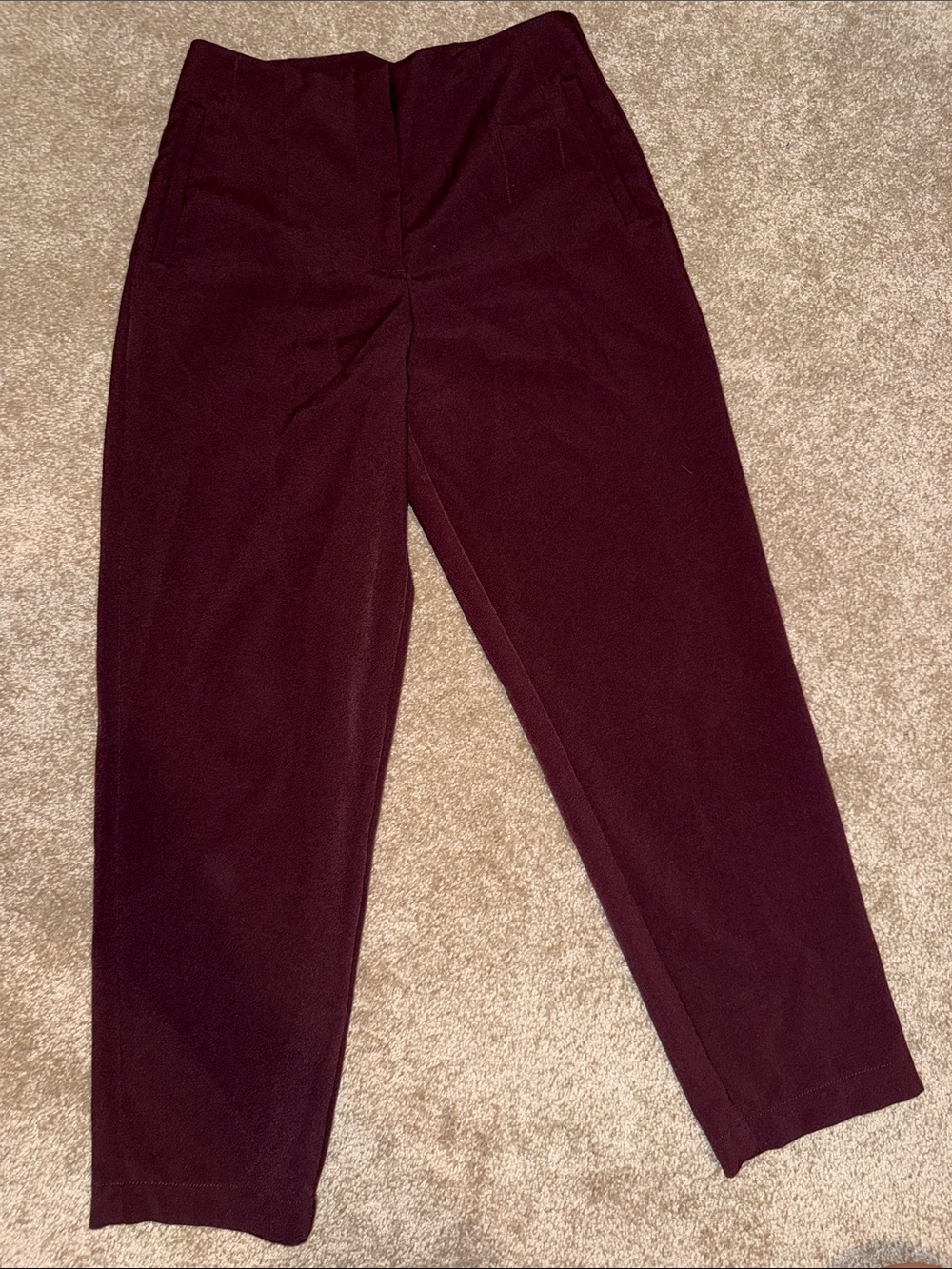 Camila Coelho Maroon High-Waist Tapered Trousers - size 4